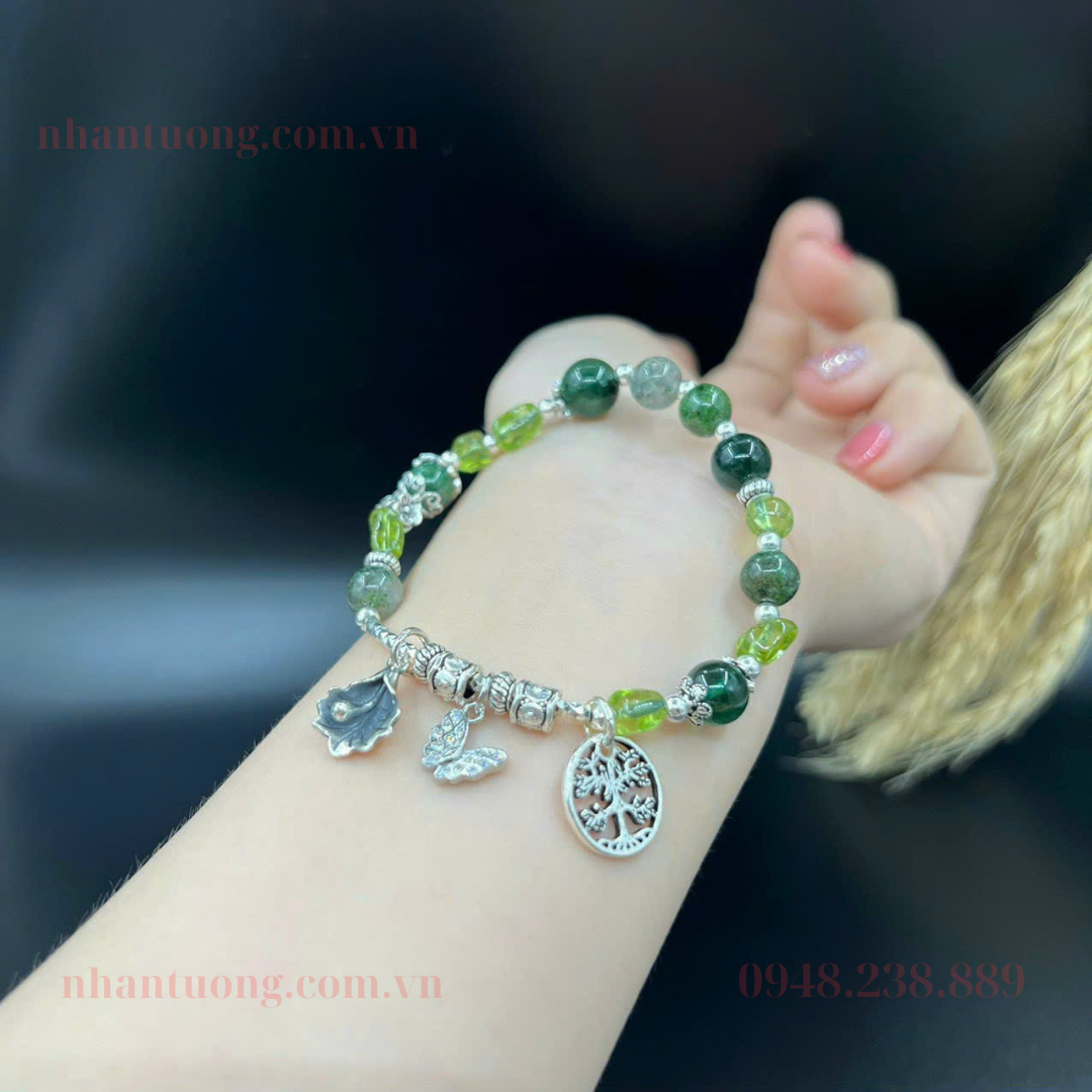 Vòng đá Ngọc bích mix bạc