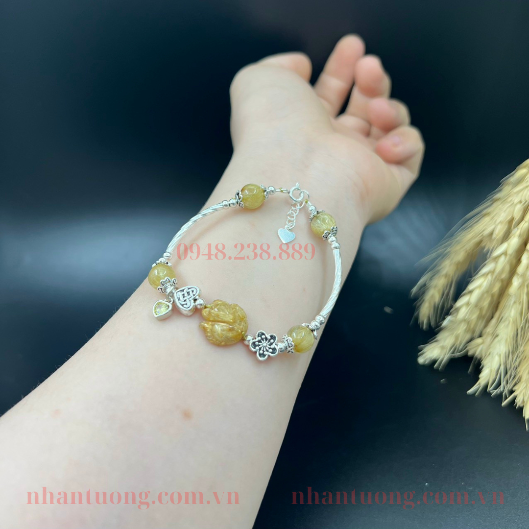 Vòng tay thạch anh tóc vàng mix hồ ly
